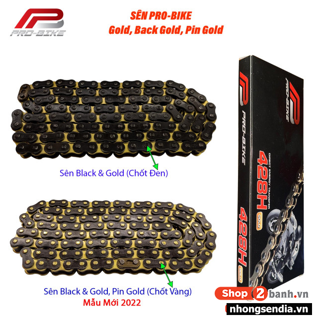 Nhông sên dĩa probike sên vàng đen pin gold cho sonic 42t - 1