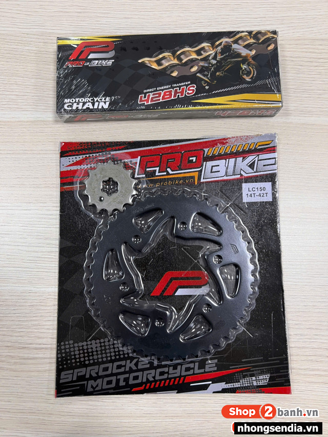 Nhông sên dĩa pro-bike tán đúc vàng đen cho exciter 150 42t 428hs - 1