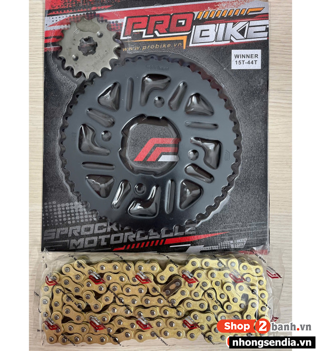 Nhông sên dĩa probike sên vàng cho winner 44t - 2