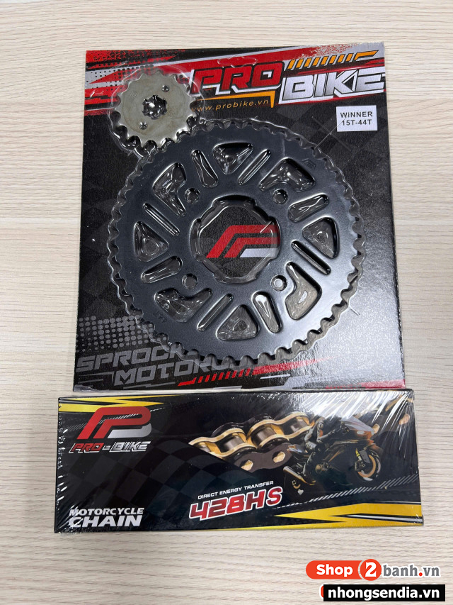 Nhông sên dĩa pro-bike tán đúc vàng đen cho winner 44t 428hs - 1