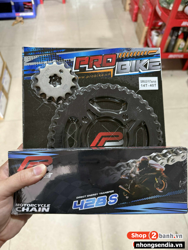 Nhông sên dĩa pro-bike cho sirius fi 14t - 40t- sên 428s 108l sên tán đúc - 1