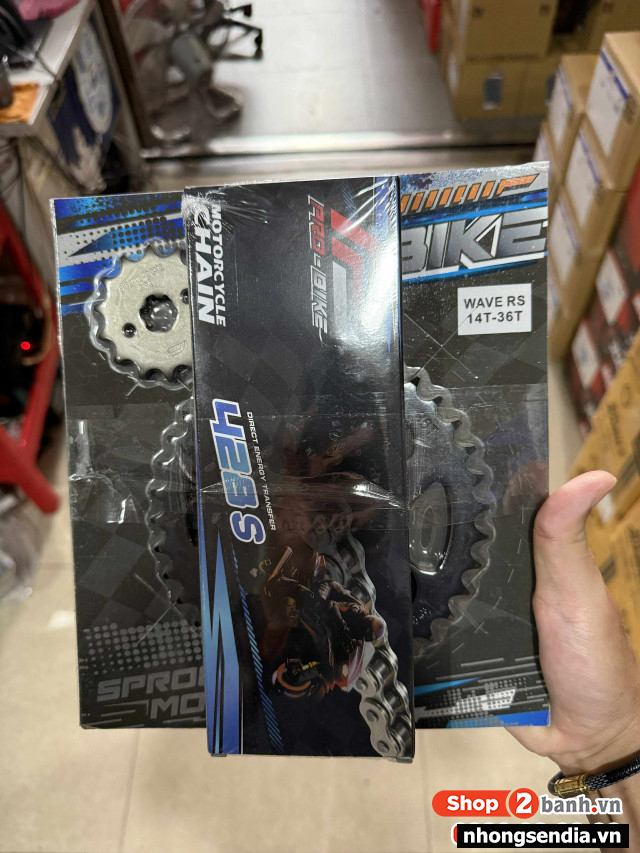 Nhông sên dĩa pro-bike cho wave rs future 14t - 36t- sên 428s 108l sên tán đúc - 1