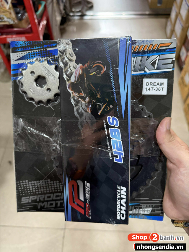 Nhông sên dĩa pro-bike cho wave dream 14t - 36t- sên 428s 108l sên tán đúc - 1