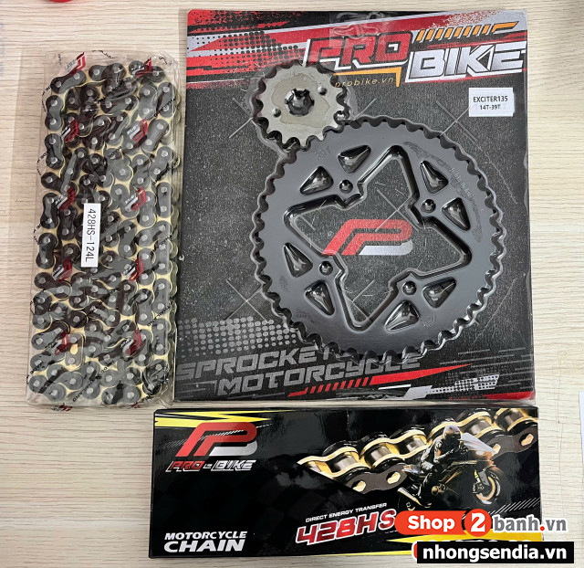Nhông sên dĩa pro-bike cho sonic 15t - 42t- 428hs sên tán đúc - 1