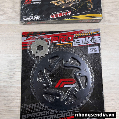 Nhông sên dĩa Pro-Bike tán đúc vàng đen cho Exciter 150 (42T) 428HS