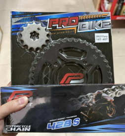Nhông sên dĩa Pro-Bike cho Sirius Fi 14T - 40T- Sên 428S 108L (sên tán đúc)