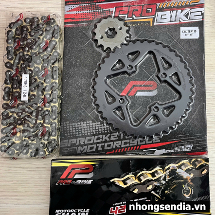 Nhông sên dĩa Pro-Bike cho Exciter 135 14T - 39T - 428HS (sên tán đúc)
