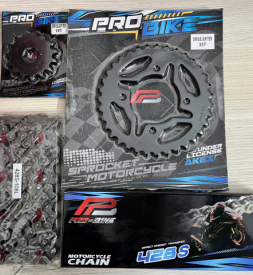 Nhông sên dĩa Pro-Bike cho Sirius 15T - 35T- Sên 428S 108L (sên tán đúc)